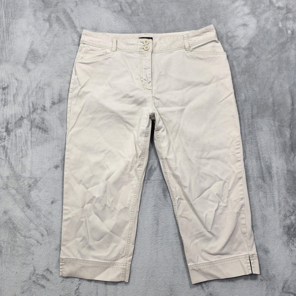 Charter Club Pants Womens 12P PETITE Beige Twill Classic Fit Capri Casual Preppy
